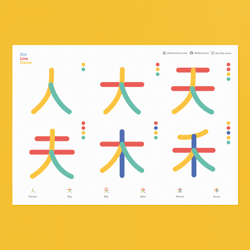 Dot Line Curve Chinese Basic Strokes Writing Sheets